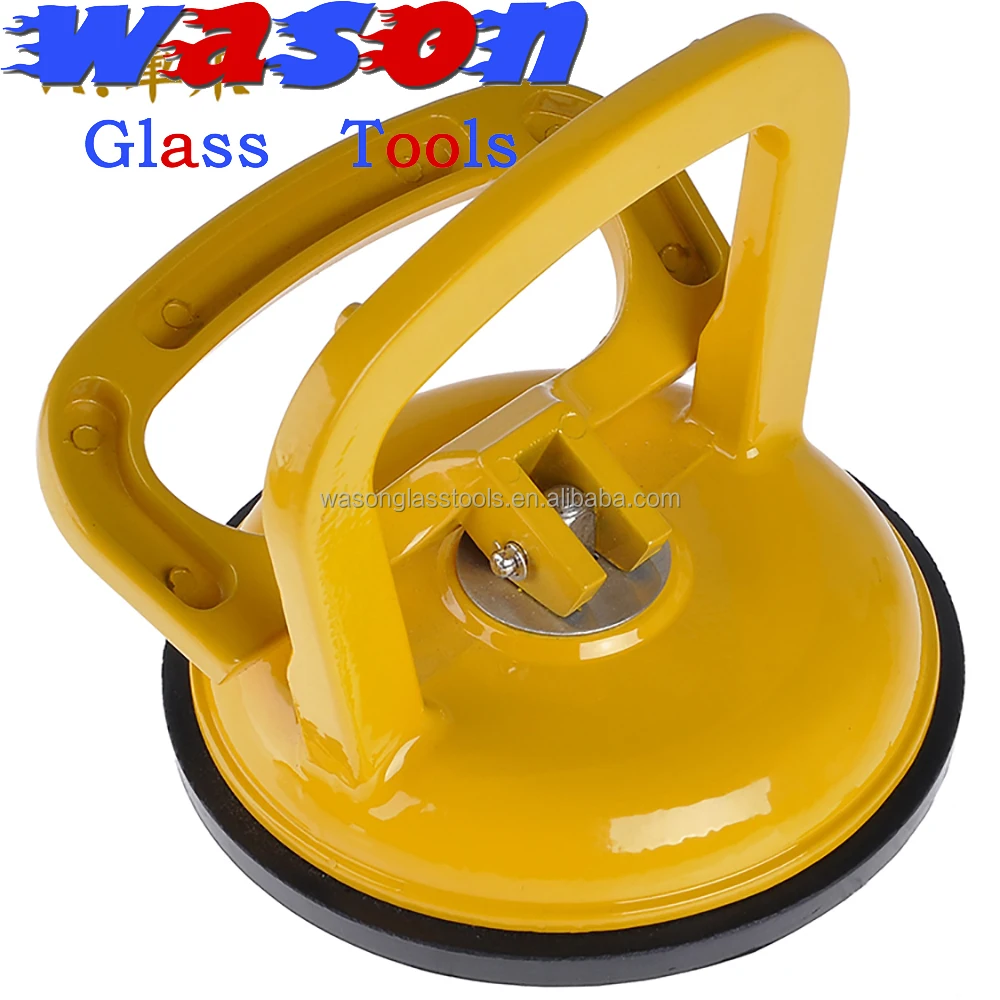metal handle Yellow single cup Sucker for carry max 50kg glass