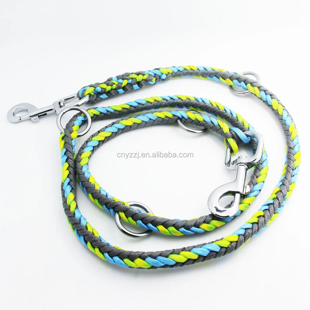 Paracord Double Ended Versatile Hands Free Dog Walking or Training Leash (6 foot adjustable, Orange/Red Reflective)