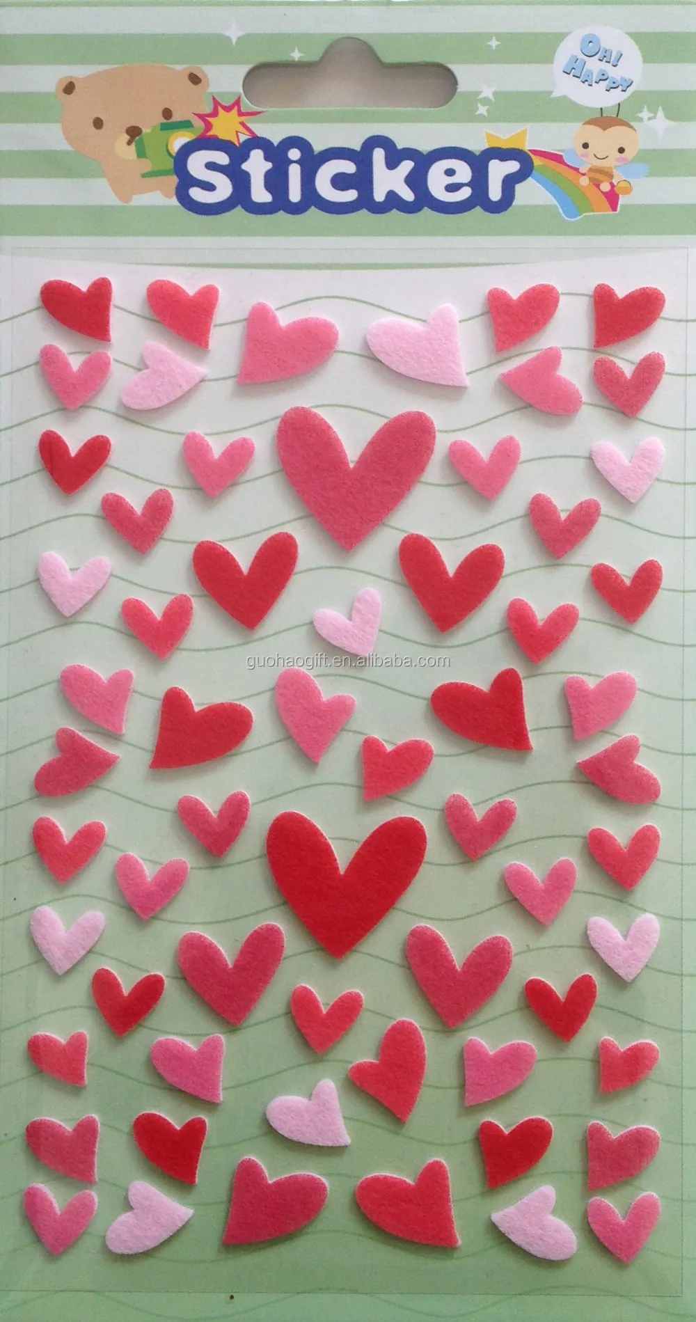 Love Heart Felt Stickers Decor Colorful Design Great Fabric Sticker