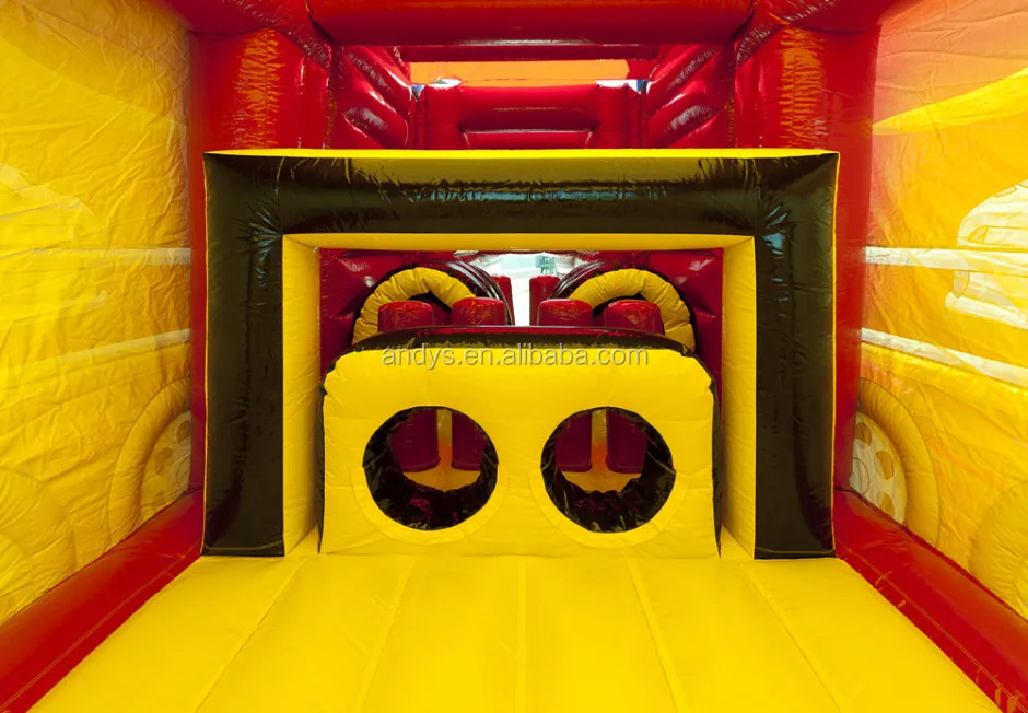 Inflatable truck obstacle game fire truck inflatable bounce house,obstacle course for kids