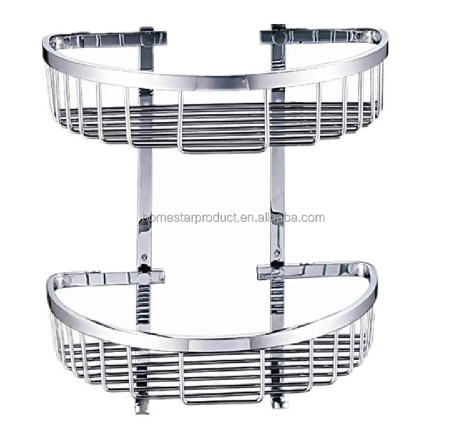 
2 tiers corner shower basket brushed stainless steel finish 