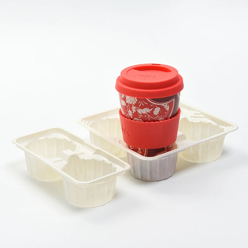 Eco-friendly Disposable 4 Cups Paper / Plastic Cup Holder paper for Take Away Drink