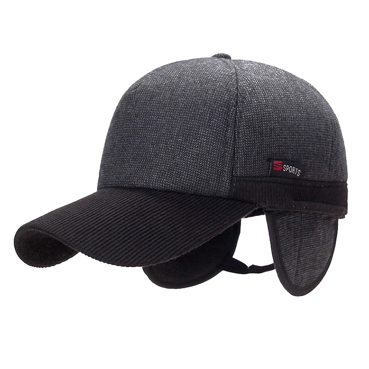 Wholesale High Quality 5 Panel Winter Custom Embroidery Plain Velvet Hat Suede  Baseball Cap With Ear Muff