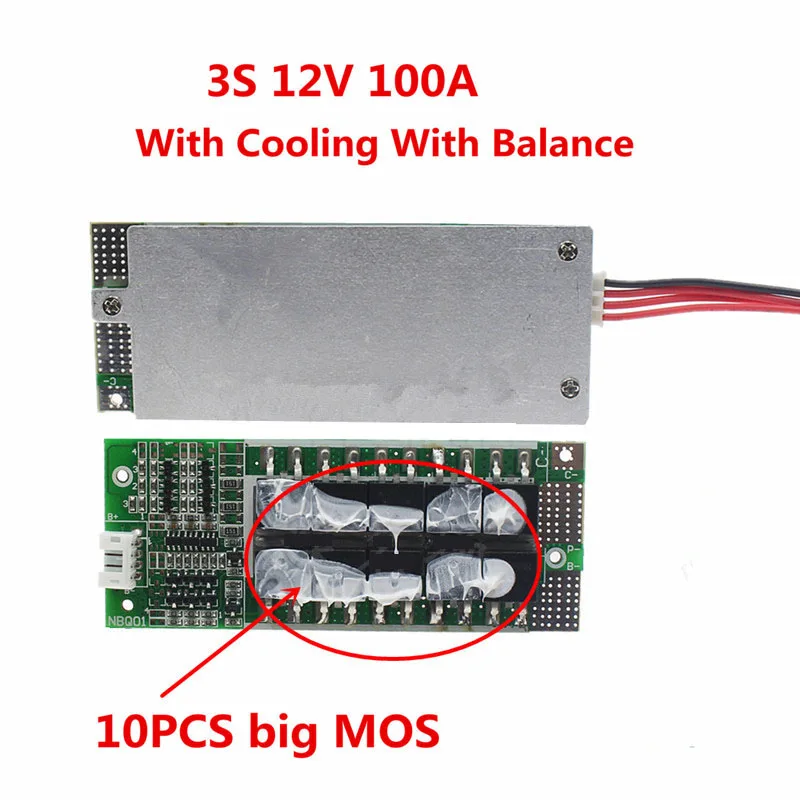 BMS 3s 12V 4s 12.8V 100A PCB Lithium 18650 LiFePo4 Battery Cell Protection circuit Board with Balance function