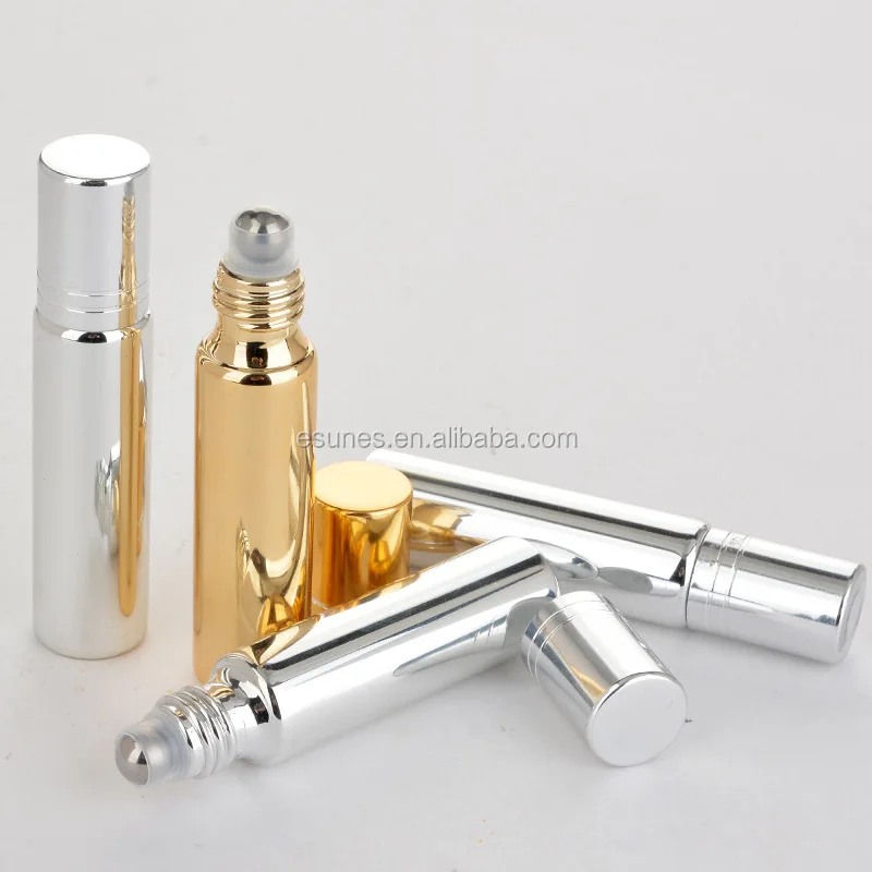 10ml Refillable Travel  UV Glass Essential Oil Roll on Bottle with stainless steel roller ball