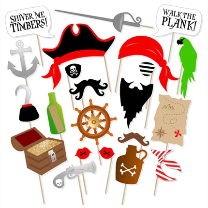 22Pcs Hot Sale Pirate Birthday Party Decor Photo Booth Props