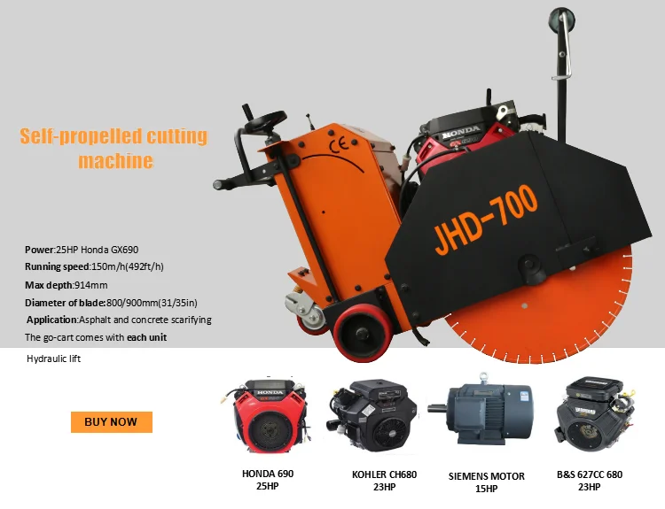Max 250mm Depth Saw For Cutting Concrete With Honda Gx 690