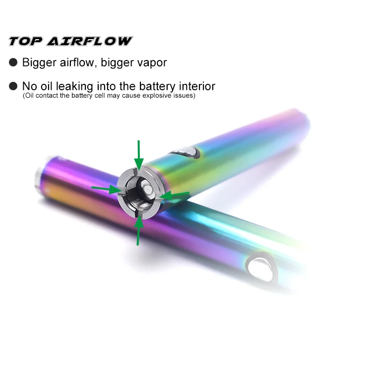 
Uniondevelop 510 thread 15s preheat vv big vapor rainbow cbd vape cartridge battery 