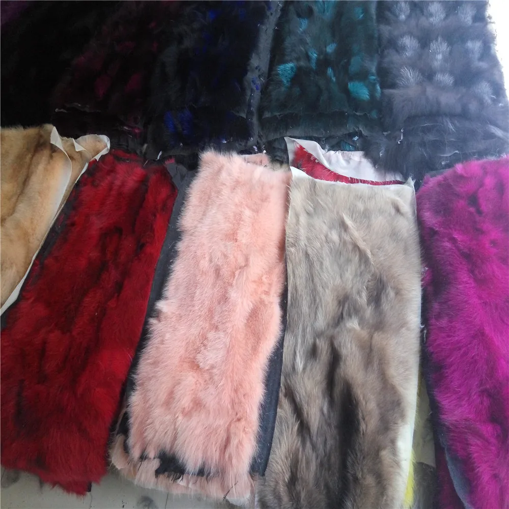 Factory Direct Sale Natural Fox fur Blanket Real Fox Belly Splicing Fur Plate 45*95cm
