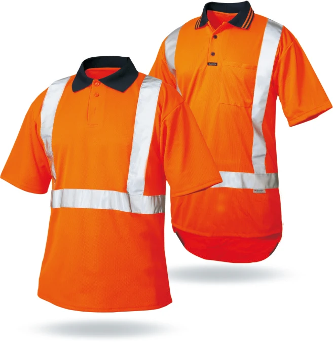 HiVis DN Cool Breathe Polo Shirt With Cross Back Workwear Hi Vis Polo Shirt Safety Reflective Short / Long