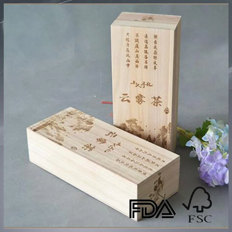 custom natural unfinished wooden tea box wooden gift box