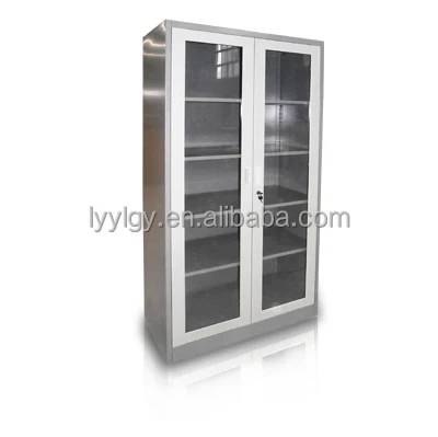 steel/iron living room almirah cupboard design glass door steel locker cabinet