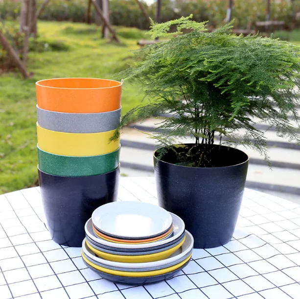 2020 China supplier hot selling Bamboo Fiber  biodegradable indoor garden plant flower pot for office living room