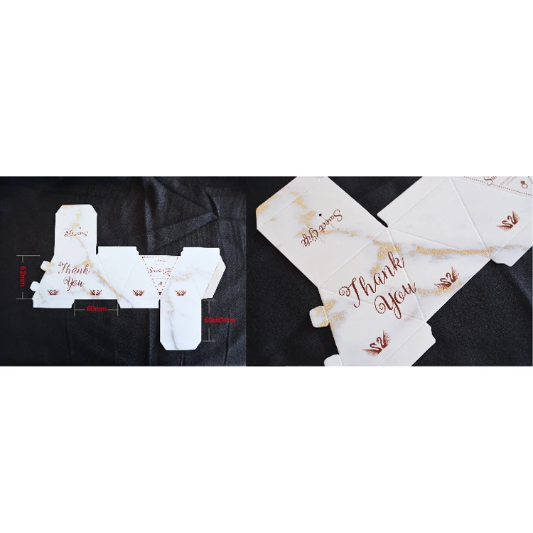 
Retail white diamond style folding candy boxes with red ribbon 