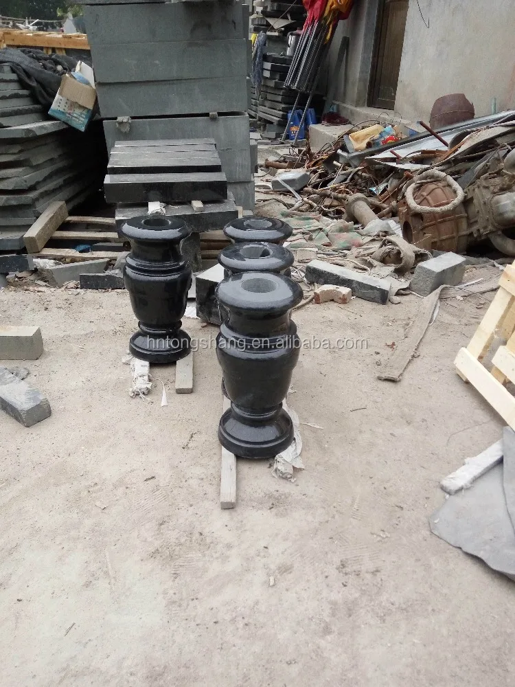Shanxi Black Granite Flower Vases for Burial Headstone