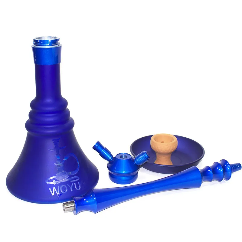 Guangzhou WOYU wholesale sheesha chicha nargile 4 hose aluminum glass shisha pipe hookah