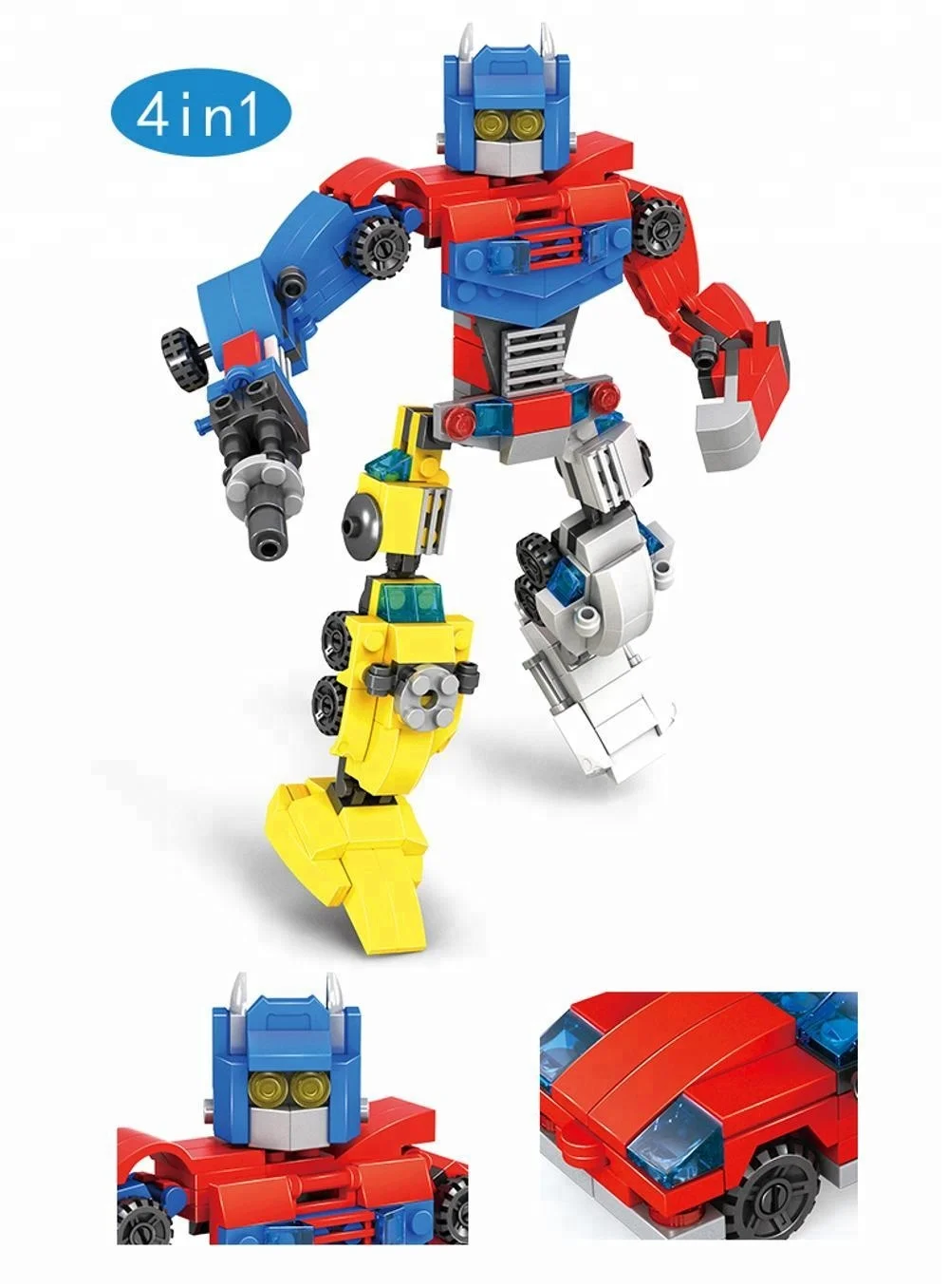 LELE BROTHER Hot Selling STEM 4-in-1Robot Car Transform Blocks Lele Brother Bricks Toy
