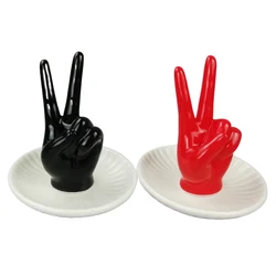 Finger Ceramic Jewelry Storage Tray Earring Trinket Dish  Hand Shape Ring Holder