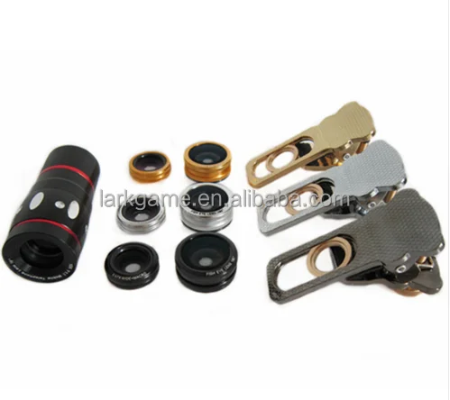 Объектив для мобильного телефона 4 в 1 универсальные Широкоугольные Макро-линзы с эффектом рыбий глаз 10X телескоп объектив с креплением для iPhone 4 4S 5 5S 6 Plus