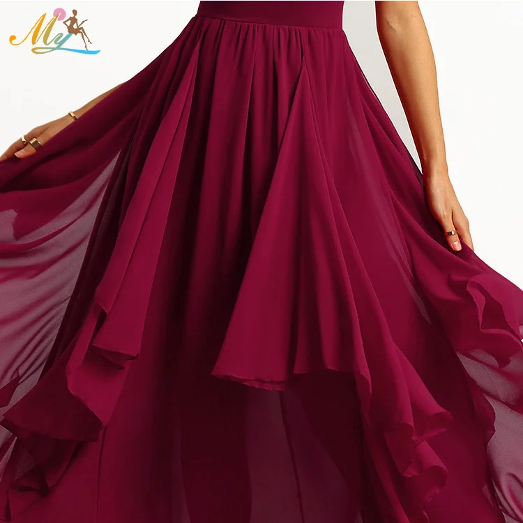 Summer sexy backless V-Neckline Ruffle Chiffon long evening party Dress for women