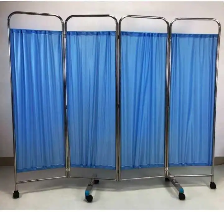 Hospital medical mobile portable 4 sections foldable patient ward screen