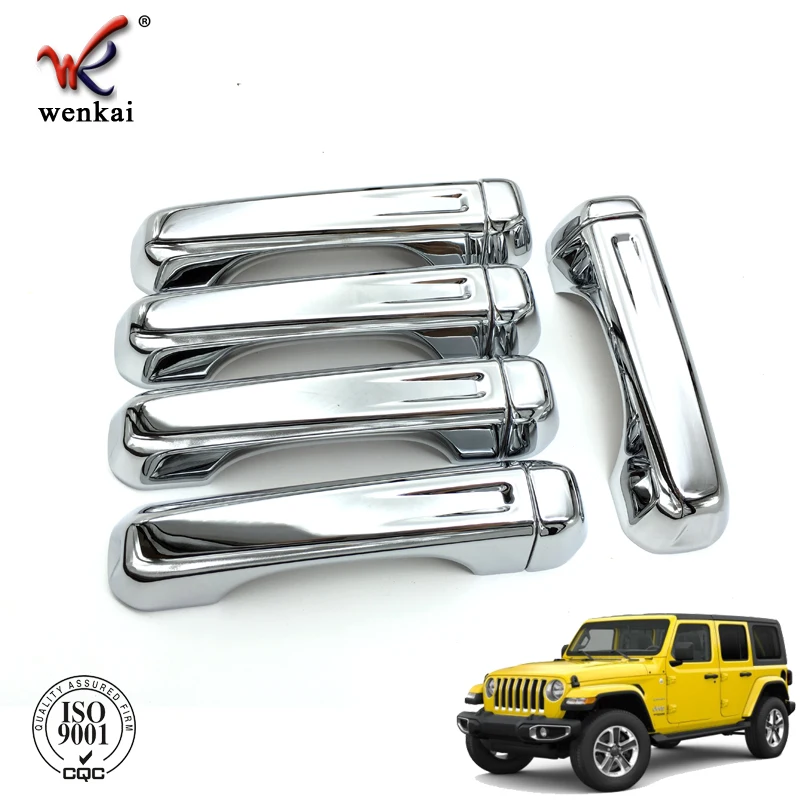 Car Auto Accessories ABS Plastic 10Pcs Chromed Door Grab Tailgate Handle Cover For Jeep Wrangler JL 2018 2019