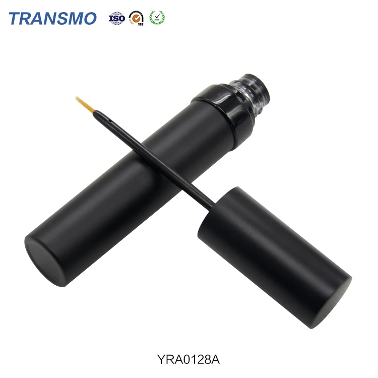 Hot Cosmetics Makeup Wholesale Matte Black Cylinder Metal Eyeliner Container Gel Liquid Eyeliner Tube With Custom Stamp