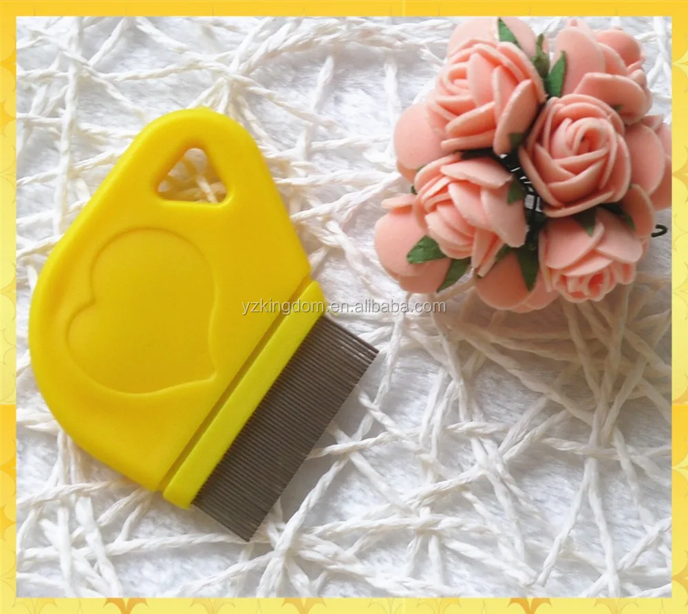 Heart Shape Plastic Handle Nit Lice  Flea Comb With Stainless Steel Teeth