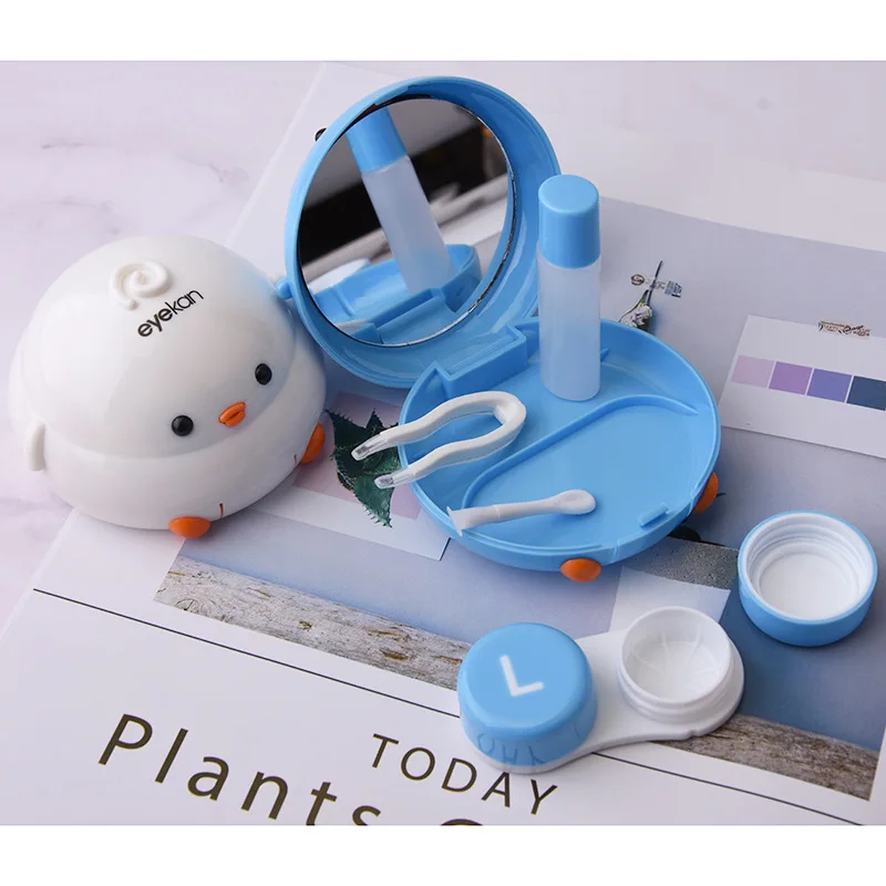 Фабричный чехол для контактных линз, милый чехол для контактных линз с рисунком курицы, чехол для контактных линз с рисунком из мультфильма