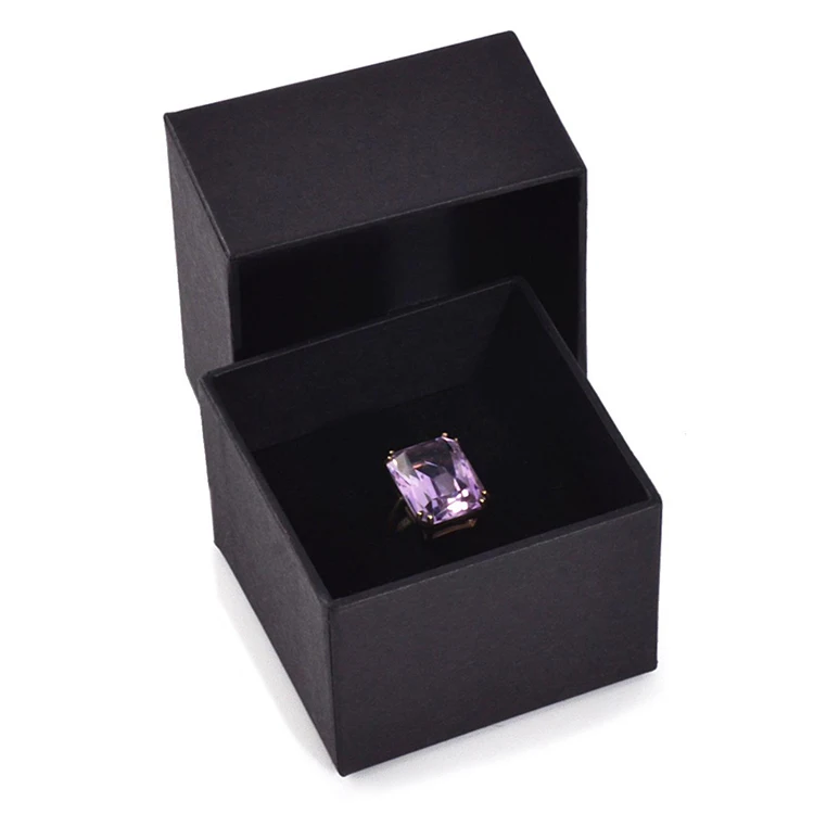 Different Shape Black Luxury Leather Paper Custom Ring Box Paper Jewelry Box