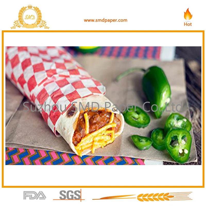 Wax Paper Food Basket Liners - Deli / BBQ Sandwich Wrap square - Red / White Checkered