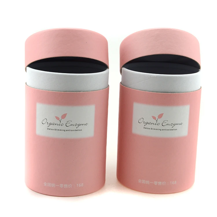 Round pink cardboard box decorated cylinder cardboard boxes