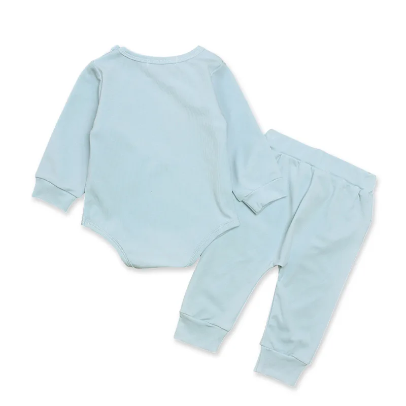 
2pcs plain color baby sets long sleeves bodysuits matching with pants 