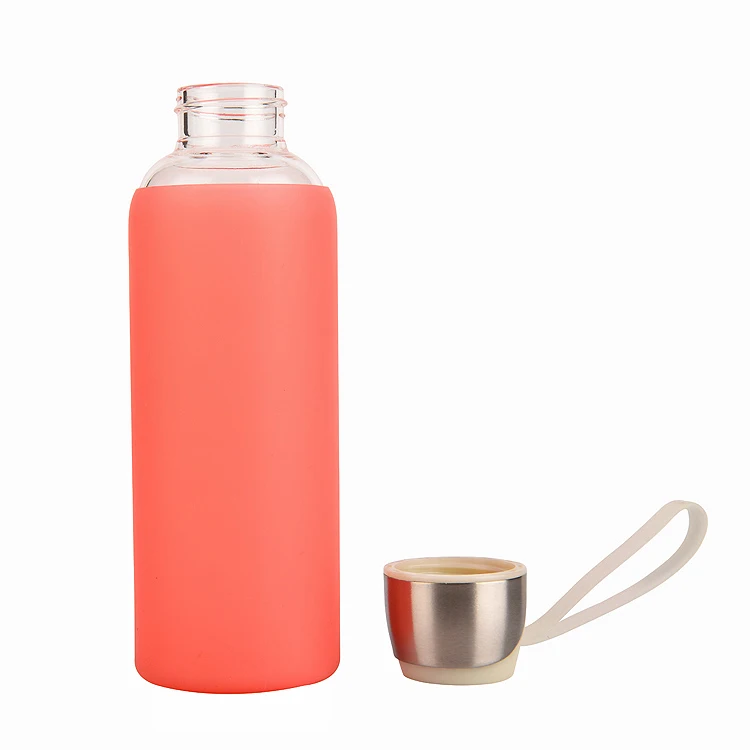 ODM OEM Amazon hot sale custom logo BPA free leakproof glass water bottle with silicone sleeve