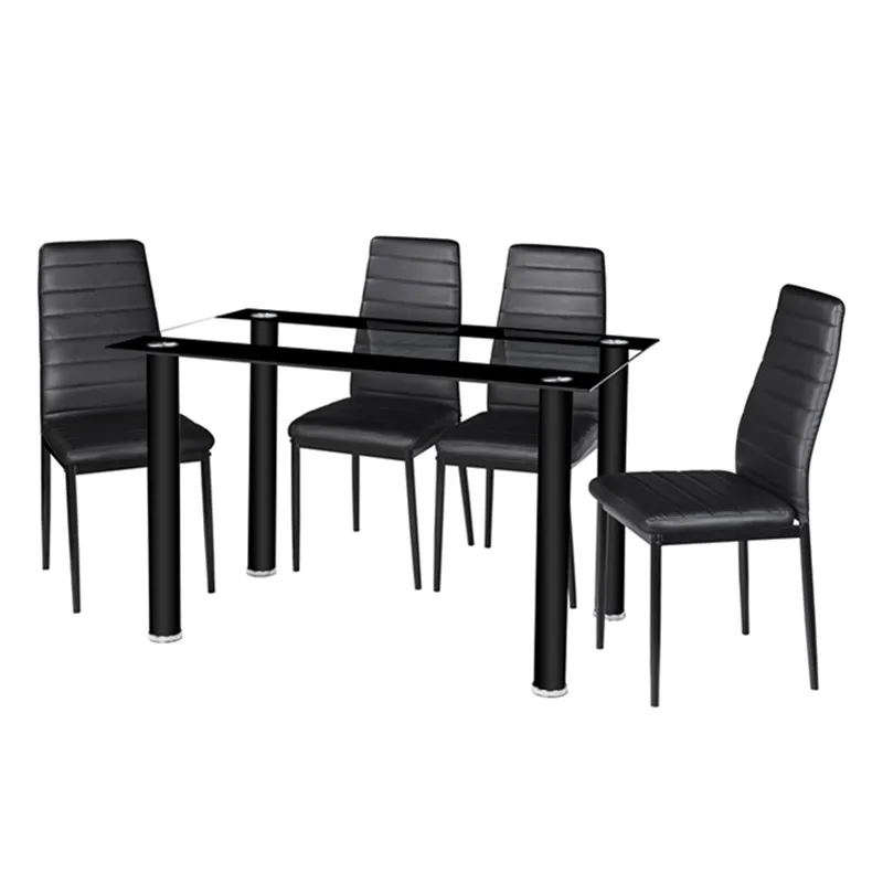 Rectangle Glass and metal round dining table with rotating center