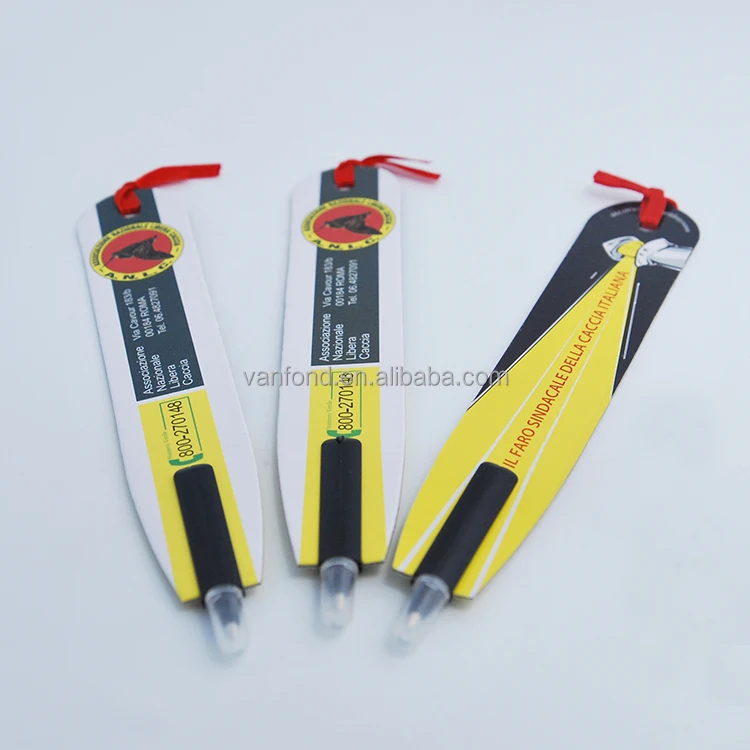 
Recycled Logo Printed Flat Paper Bookmark Pen 