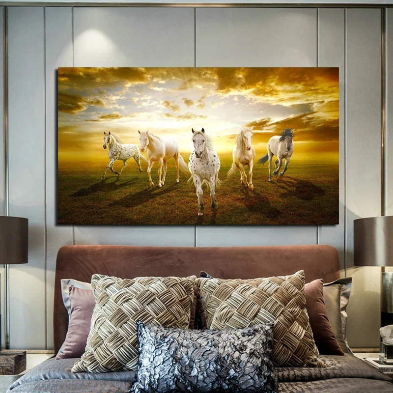Художественная Современная Картина на холсте с изображением лошадей ...