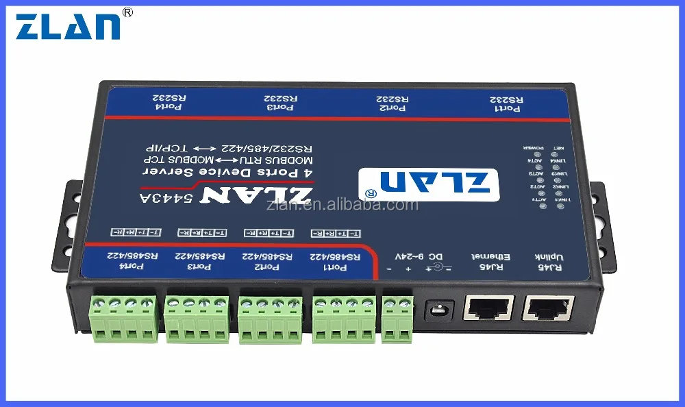  ZLAN5443A 4 порта RS232 RS485 RS422 в Ethernet TCP IP конвертер Modbus RTU отложным воротником шлюз последовательный сервер последовательных