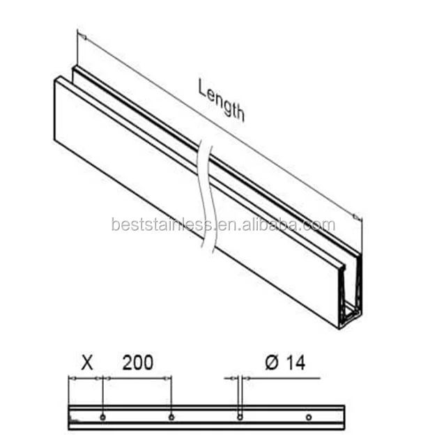 Aluminium Fascia Mount Base Profiles for Glass Balustrade