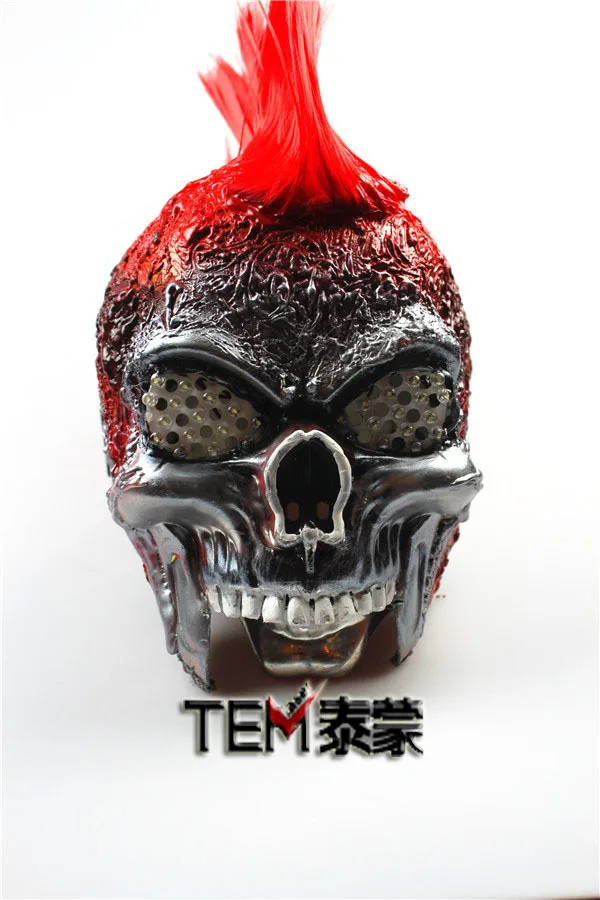 Ghost Rider led mask / Halloween mask /LED glasses for Show,Party Masks Red Hair White Eye Novelty Lighting