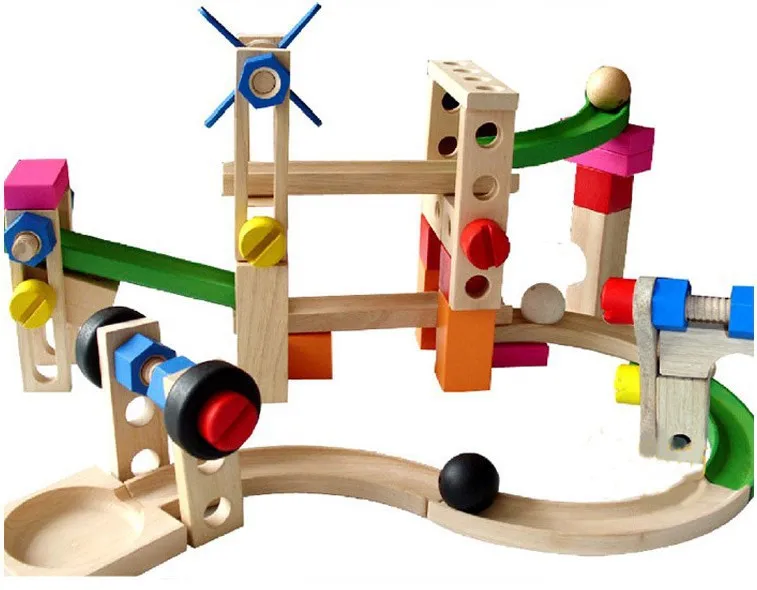 2021 Zhejiang wooden toys Roller coaster track toys set for the kids play Educational toys WTS009