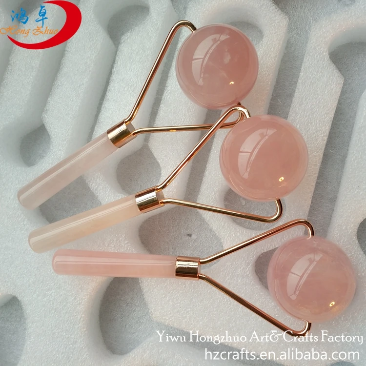 
Facial relaxation massage rose gold metal quartz single roller ball anti wrinkle massager face slimming 