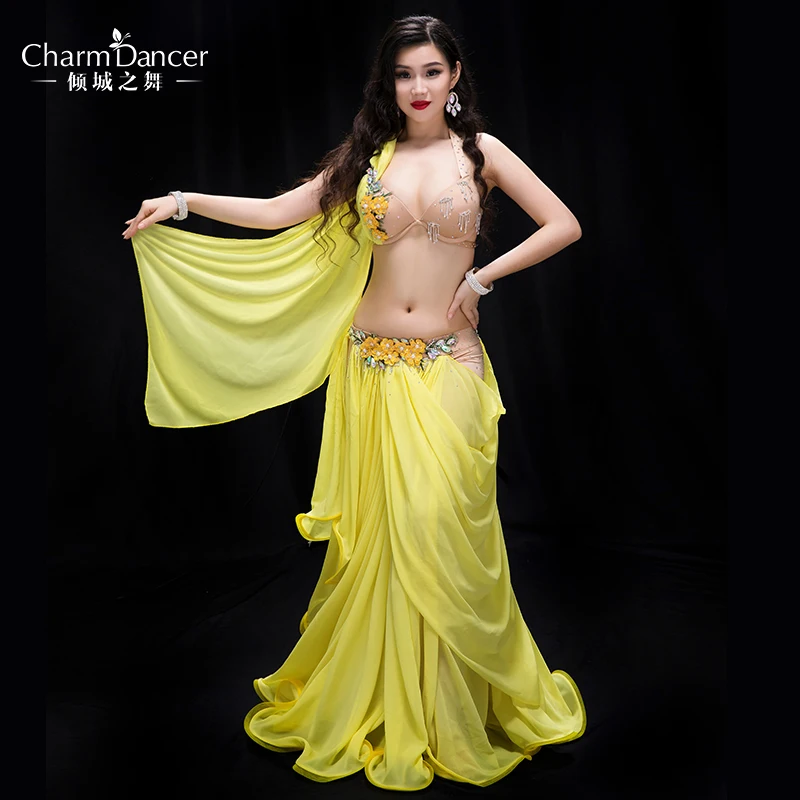 
YC043 Performance Professional bellydance costumes Spandex and Pearl Chiffon belly dance wear for girl 
