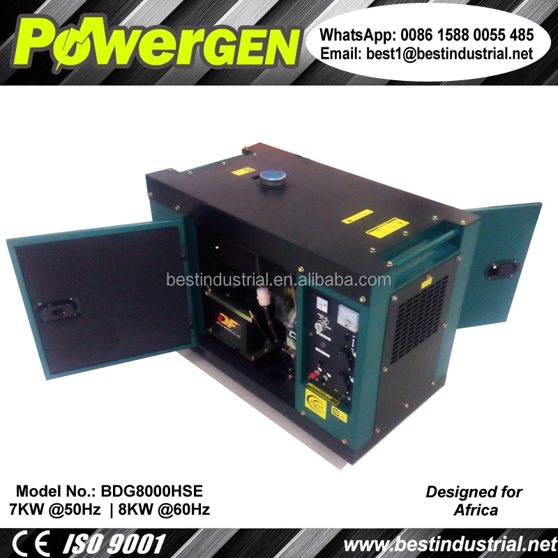 New design!!! POWERGEN Silent Enclosure Type Single Phase Portable Diesel Generator 8KW 60Hz