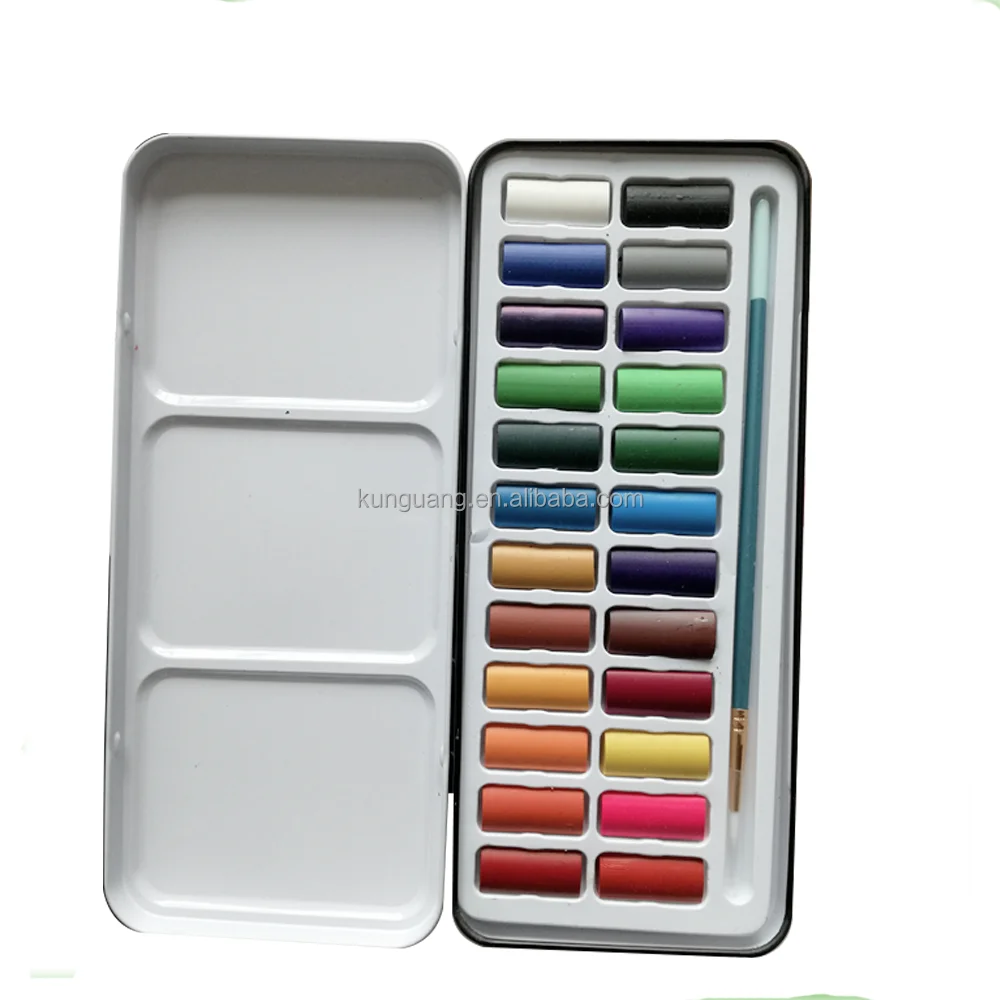 Оптовая продажа, набор акварельных красок с кисточкой для воды, 24 цвета