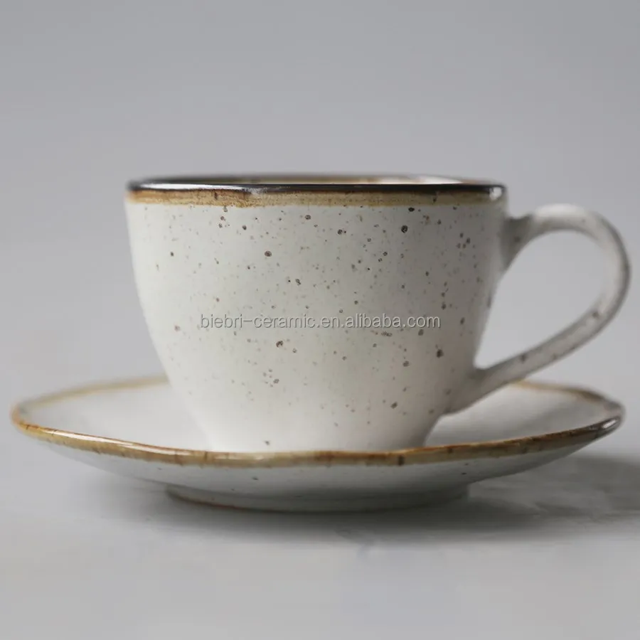 Vintage Retro Old Classical Antique Ancient Ceramic Stoneware Dolomite Coffee Tea Mugs Cup and Saucers Sets