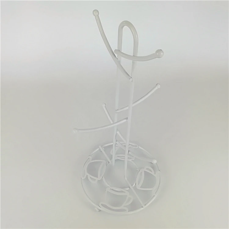 TEAPORT DESIGN WHITE METAL WIRE CUP RACK POWDRE COAT