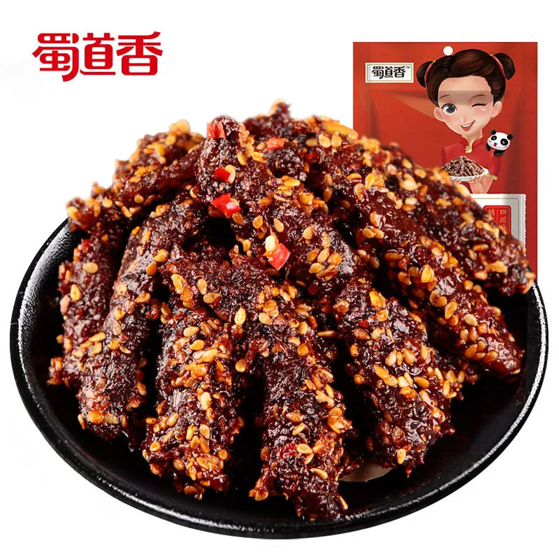 
Shu Dao Xiang Wholesale Abibaba Bulk Buy From China 100g Dried Meat Of Beef BBQ Flavor Spicy Food Jerky 