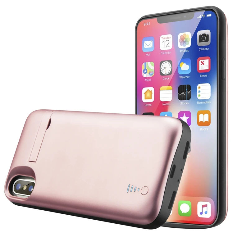
2018 Dropshipper Electronics Best Wireless Power Bank Charger Cover Shell with Kickstand Battery Case For iPhone X 10 