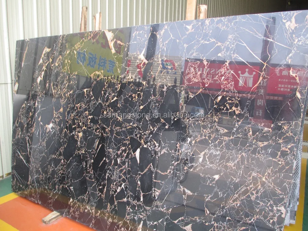 Top quality Black Portoro Gold marble, black and gold marble slab and tile